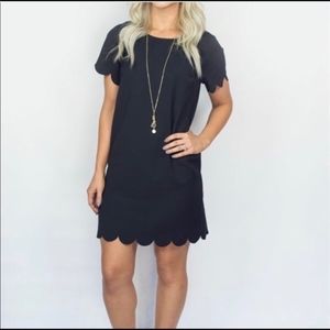 Modcloth Loveriche Scalloped Black Dress